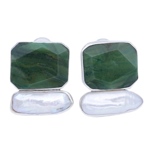 Green Aventurine & Pearl Earrings