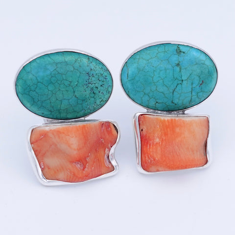 Turquoise & Coral Earrings