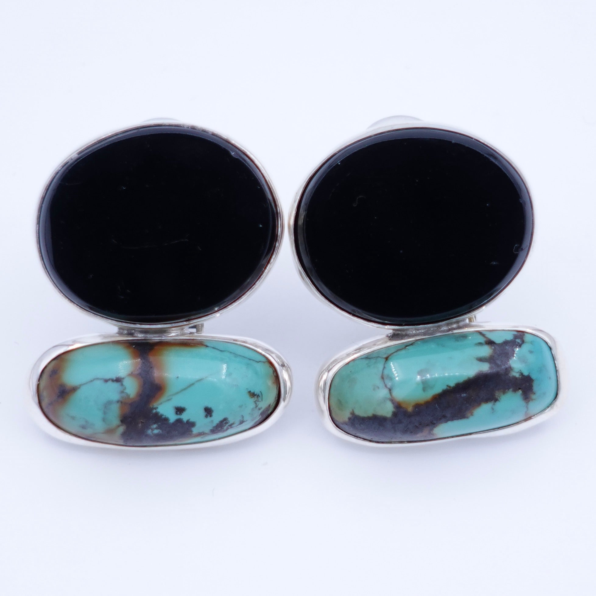 Black Obsidian & Turquoise Earrings