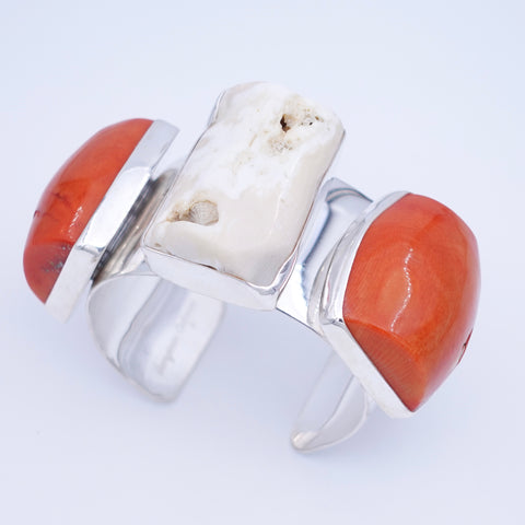 Coral Sterling Silver Cuff