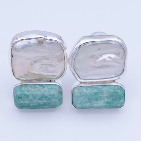 Mother of Pearl & Agate Earrings