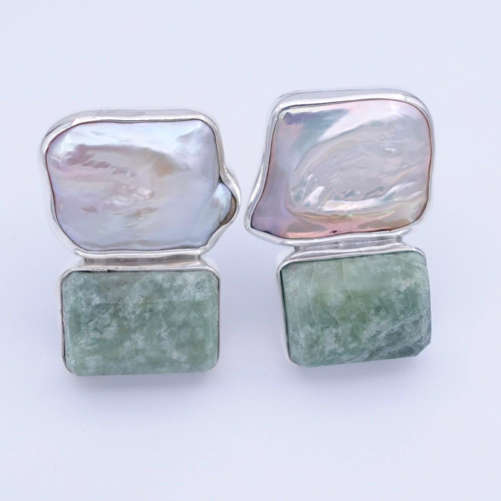 Mother of Pearl & Green Fluorite Earrings