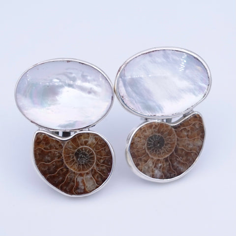 Mother of Pearl & Ammonite Earrings