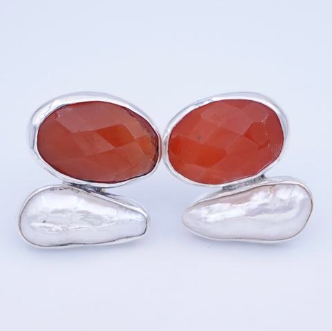 Carnelian & Pearl Earrings