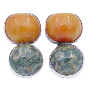 Amber and Ocean Jasper Earrings