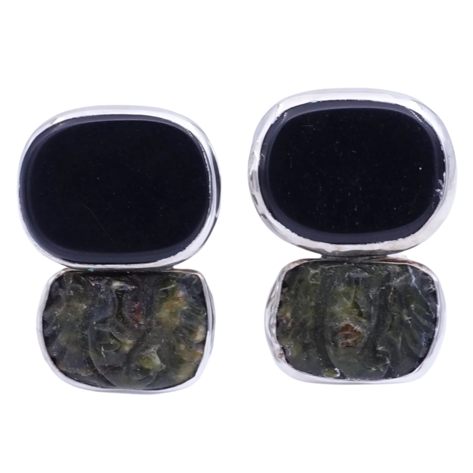 Black Onyx and Green Jade Earrings